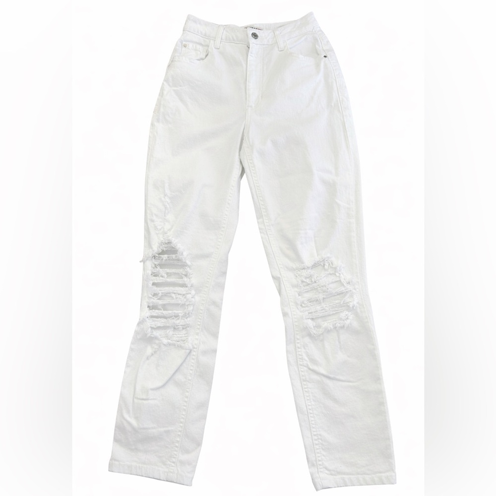 GUESS White Mom Jeans Distressed High Rise Size 25 NWOT